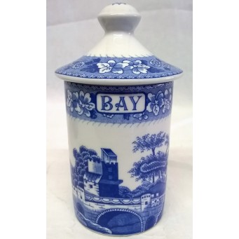 SPODE BLUE ROOM SPICE OR HERB JAR – BAY – TOWER PATTERN